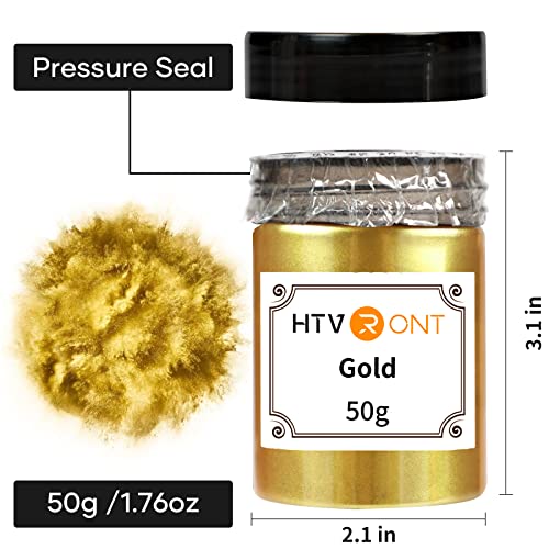 HTVRONT Gold Mica Powder for Epoxy Resin - 1.76 oz/50g Mica Pigment Powder, Natural Mica Powder for Soap Making, Resin, Candle Making, Bath Bomb, HTVRONT