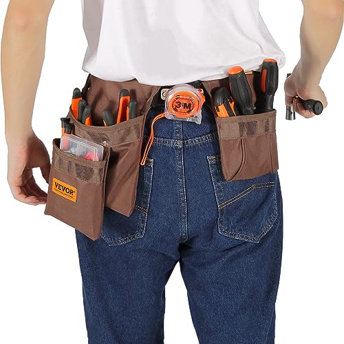 VEVOR Tool Belt, 13 Pockets, Adjusts from 29 Inches to 54 Inches, Polyester Heavy Duty Tool Pouch Bag, Detachable Tool Bag for Electrician, - WoodArtSupply