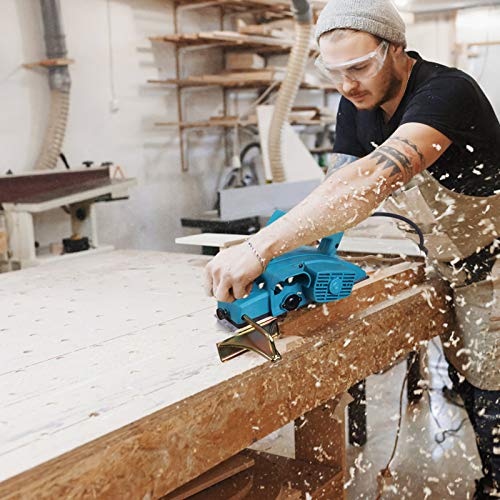 Electric Wood Planer, Portable Powerful Handheld Planer for Woodworking Tool 800W Electric Hand Woodworking Power Tool for Home Furniture, Blue Greensen