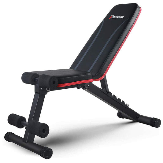 PASYOU Adjustable Weight Bench Full Body Workout Multi-Purpose Foldable Incline Decline Exercise Workout Bench for Home Gym - WoodArtSupply