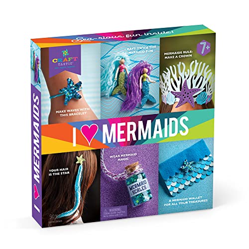 Craft-tastic – I Love Mermaids Kit – Craft Kit Includes 6 Mermaid-Themed Projects Craft-tastic