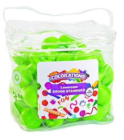 Colorations Alphabet Dough Stampers Set, Lowercase Letters, 26 Letter Stamps for Toddlers & Preschool Kids, Learn ABC & Spelling, Play Dough Creative