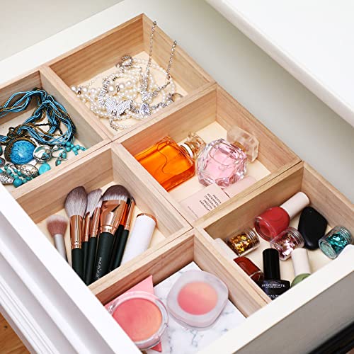 24 Pack Unfinished Wooden Box, 6 x 6 Inch Square Rustic Wooden Box Craft Storage Organizer Box for Storage, Art Collectibles, Home Decor, Desktop Yookeer