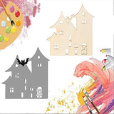 Halloween Blank Spook House Wood Haunted House Wood Ghost Wooden with Twines Art Unfinished Ornaments for Christmas Wedding Birthday Party Halloween Zontween