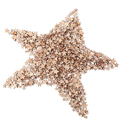 800 Pieces Christmas Wooden Stars Blank Wooden Star Slices Mini Star Embellishments Assorted Size Wooden Star Ornament for DIY Christmas Craft Making Syhood