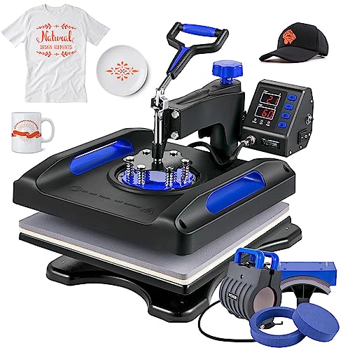 VEVOR Heat Press, 15x15inches Heat Press Machine 5 in 1, Swing Away Digital Control Multifunctional Heat Press, Anti-Scald Fast-Heating, Sublimation