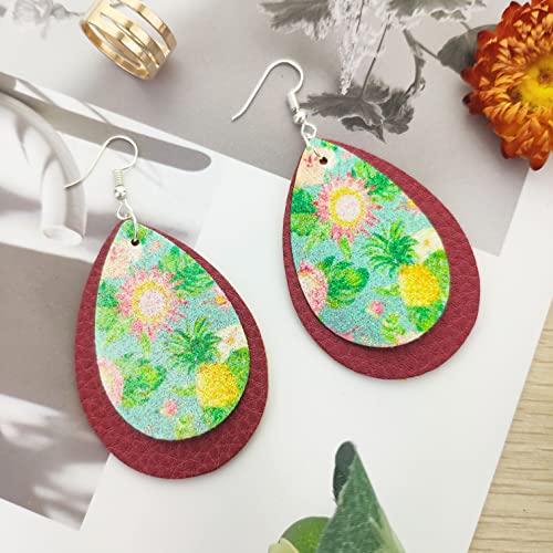 SHUANGART 194 Pcs Sublimation Blank Sparkly Glitter Faux Leather Earrings Kit, Blank Vivid Shiny Solid Pattern Earrings with Sublimation Paper for ROORUZ