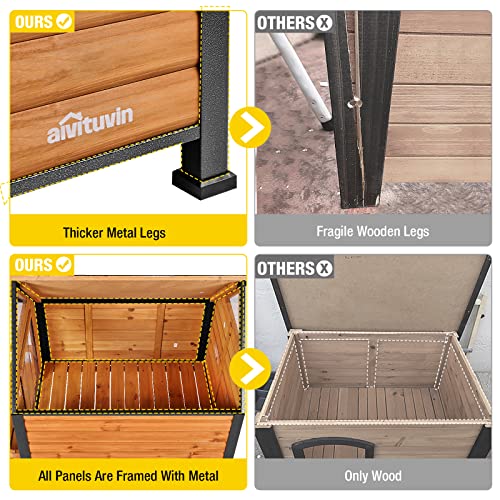 Outdoor Dog House, Waterproof Puppy Shelter Indoor Doghouse with Elevated Floor, Anti-Bite Design Dog Home for Small Medium Dogs with Porch Aivituvin