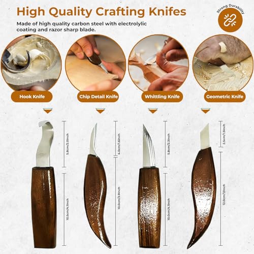 Wood Carving Kit 27PCS Wood carving Tools Sculpting Tools Carving knife kit Wood Chisel Knife whittling knife kit wood working tools vodnys