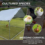 Large Metal Chicken Coop Walk-in Poultry Cage Chicken Run Pen Dog Kennel Duck House with Waterproof and Anti-Ultraviolet Cover for Outdoor Farm iclbc