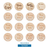 16pcs Baby Monthly Milestone Cards Basswood Milestone Cards with Word Flat Round Wooden Baby Milestone Sign for Baby Registry & Shower Gifts, Newborn EEE ELECRELIVE
