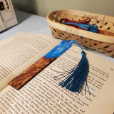 LA LIBURU Unique Hand Made Wooden and Blue Resin Bookmark with Tassel (1 Random Piece Style) La Liburu