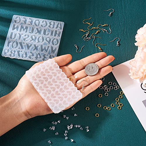 KISSITTY Letter Number Earring Silicone Molds Alphabet Number Heart Pendant Resin Casting Molds Earring Making Kit for Adults UV Resin Jewelry Crafts KISSITTY