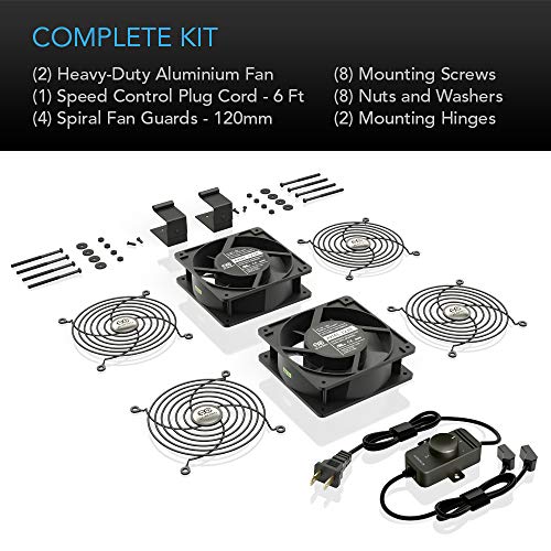 AC Infinity AXIAL S1238D, Dual 120mm Muffin Fan with Speed Controller, UL-Certified for Doorway, Room to Room, Wood Stove, Fireplace, Circulation AC Infinity