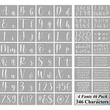 Letter Stencils for Painting on Wood - 46 Pack Large Alphabet Stencil Templates with Numbers and Signs, Reusable Letters and Numbers Stencils in 4 REOLAN