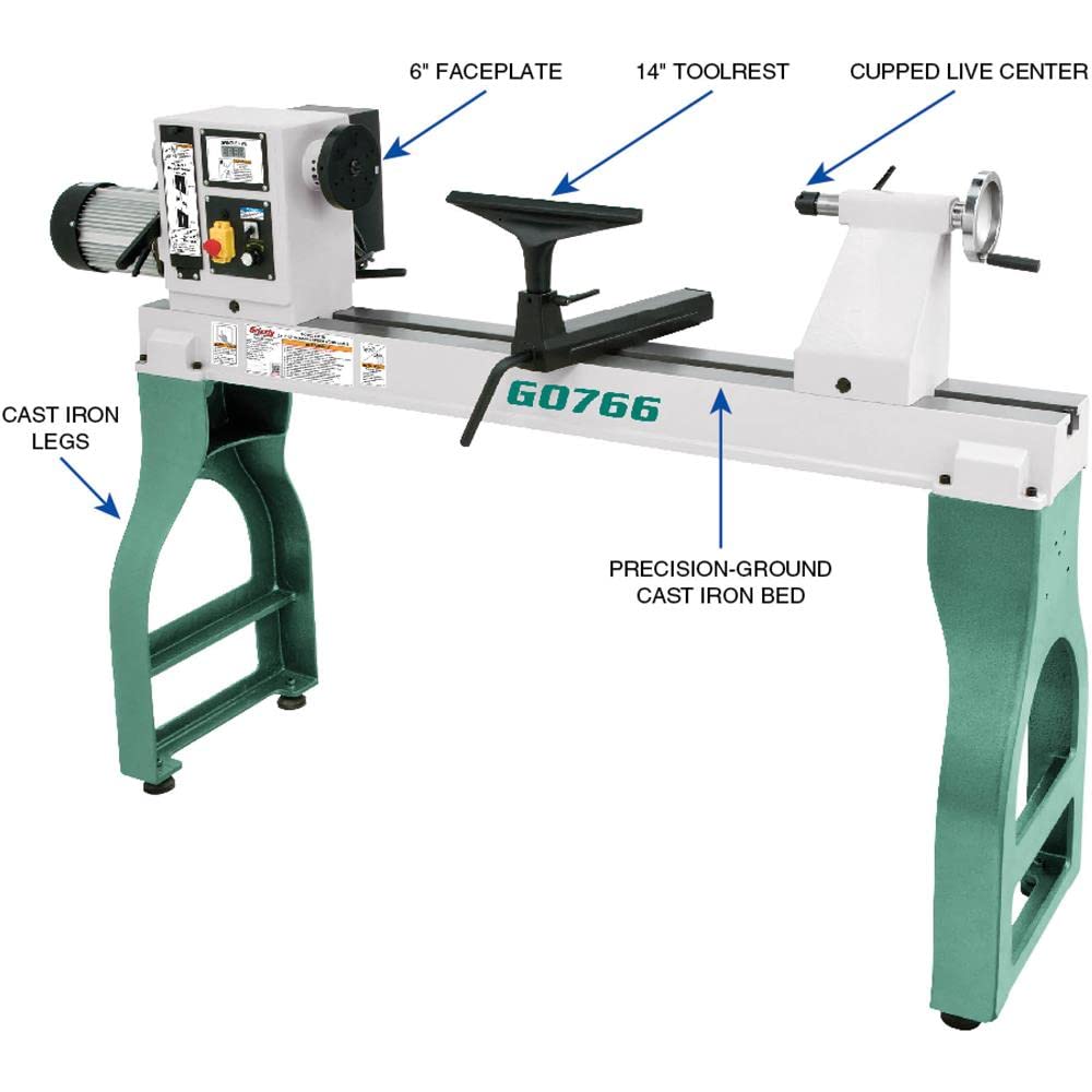 Grizzly G0766 22" x 42" Variable-Speed Wood Lathe - WoodArtSupply