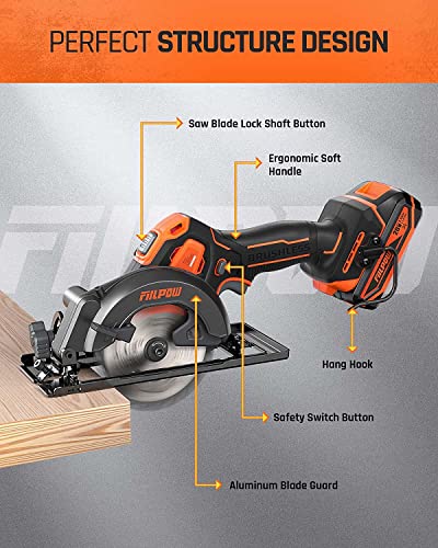 4-1/2 inch Cordless Circular Saw, 20V Mini Circular Saw Cordless 5500 RPM & 2.0Ah battery & Fast Charger, 3 Blades (24 TCT/80 HCS/60 DIAMOND) for - WoodArtSupply