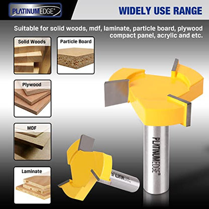 PLATINUMEDGE CNC Flattening Router bit, Spoilboard Surfacing Router Bit, Slab Flattening Router Wood Planer Bit, 1/2 in Shank 2 in Cutting Dia, 3 - WoodArtSupply