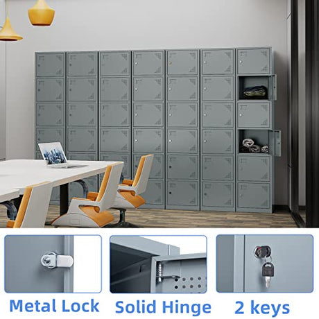 Yizosh Metal Locker with 6 Doors, Tall Steel Storage Lockers for Employees - 71" Locker Storage Cabinets for School, Gym, Home, Office, Garage (Grey) Yizosh