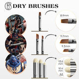 Miniature Model Paint Brushes Drybrush Set 18pcs for Effect, Fine Tip Model Painting - Professional Dry Brush Detail Paint Brushes for Tabletop & Fuumuui