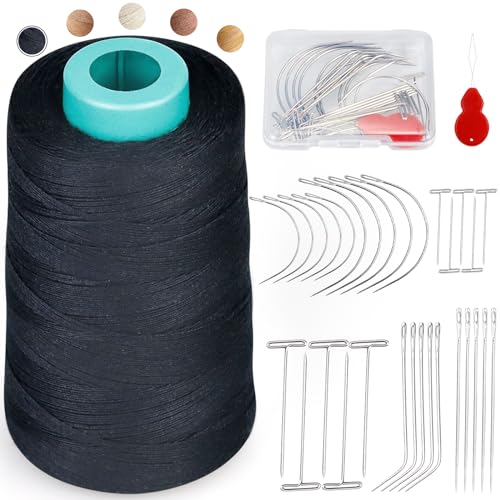900 Yards Hair Extension Thread Sewing,FIVEIZERO Threads Hair Weave Threads with 30 Pieces T/C/J/I Needles Using for Hand Sewing,Hair Extensions,Wig FIVEIZERO
