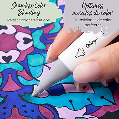Colorya 40 Art Markers for Artists- Alcohol Markers with Dual-Tip + Carry Bag Included - Alcohol Pens for Coloring Books for Adults, Drawing, Sketchin