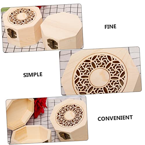 Zerodeko 2 Pcs Gift Box Tea Leaf Organizer Earring Organizer for Women Wooden Tea Coffee Case Wood Tea Storage Case Chest for Tea Bag Unfinished Wood