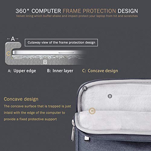 Voova 15 15.6 16 Inch Laptop Sleeve Case with Handle, Waterproof Computer Cover Bag with Pocket Compatible with MacBook Pro 15 16 M1 Pro/Max,15-16 Inch Microsoft Hp Lenovo Acer Asus Chromebook, Grey