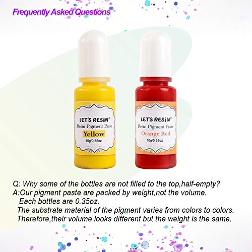 LET'S RESIN Opaque Resin Pigment,10 Colors Epoxy Resin Pigment Paste Each 0.35oz,High Pigmented Resin Coloring Paste,Resin Colorant for Epoxy Resin LET'S RESIN