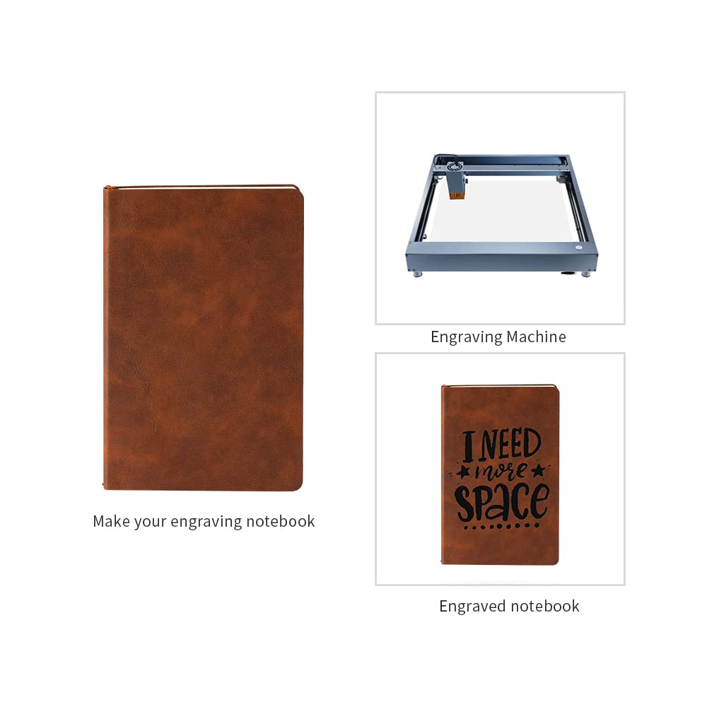 PYD Life 6 Pack Leather Notebooks A5 Journal Lined Blanks 5.8" x 8.3" Yellow Brown for Xtool Laser Engraving DIY Crafting,Notebooks for Work School PYD Life