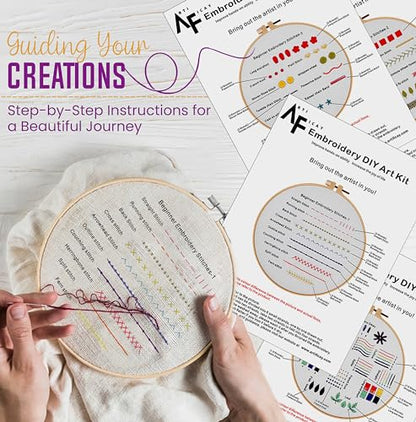 ARTIFICAY 4Set Embroidery kit for Beginners with Embroidery Patterns, Embroidery Kits for Kids, Needlepoint Kits for Beginners, Beginner Embroidery