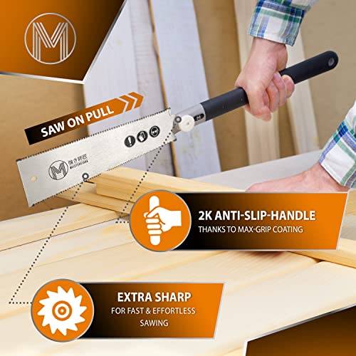[M-SAW] Japanese Pull Saw Set [+FREE 2.BLADE] - 10" Double Sided Ryoba Japanese Saw Hand Saw - Japanese Hand Saw Ryoba Saw Flush Cut Saw - Japanese M Meisterstark