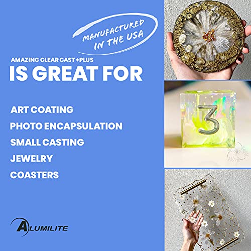 Alumilite Amazing Clear Cast Plus [8 oz A + 8 oz B (16 Ounces) 2 Part Kit] UV Resistant Plastic Coating & Casting Epoxy Resin for Countertops, Cups, Alumilite