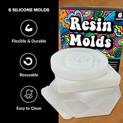 Silicone Resin Molds for Epoxy Resin Molds Silicone Kit Bundle Jewelry, Pendants, Trinket Tray, Ashtray, Coasters for UV Resin Casting Expoxy Resin