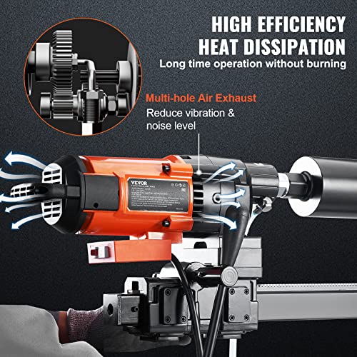 VEVOR Diamond Core Drilling Machine, 10in Wet Concrete Core Drill Rig with Stand Wheels, 750RPM Speed & 1-1/4" Thread & Lifting Handle, 10in Drilling - WoodArtSupply