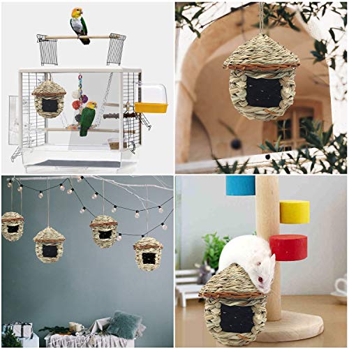 3 Pack Hummingbird House, Hand Woven Bird Nest for Outdoors Hanging, Small Grass Bird Houses for Outside, Natural Fiber Bird Hut Roosting Pocket for Eeaivnm