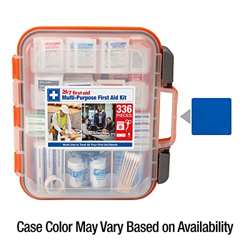 336 Piece First Aid Kit, Plastic Case 24/7 First Aid