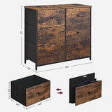 SONGMICS Dresser for Bedroom, Chest of Drawers, 6 Drawer Dresser, Closet Fabric Dresser with Metal Frame, Wooden Top and Front, Brown and Black SONGMICS