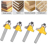 TOTOWOOD Roundover Router Bit Set，4pcs Router bit Set，1/4 inch Shank，Radius in 1/8", 1/4", 3/16", 5/16"，Bearing Guide for Rounding Edge bit Totowood