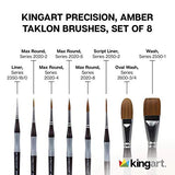 KINGART 1070C Premium Precision Mixed Media Artist Paint Brushes Set of 8, Ergonomic Comfort Short Handle, Oil, Watercolor, Acrylic Painting, Gift KINGART