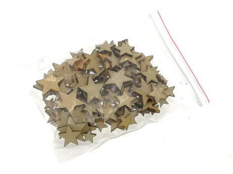 Kinteshun Natural Wood Unfinished Cutout Veneers Slices for Patchwork DIY Crafting Decoration(100pcs,Mixed Sizes,Pentagram Five-Pointed Star Shape) Kinteshun