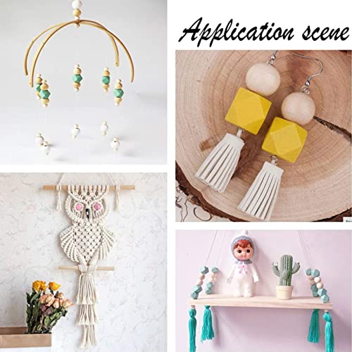 Lyellfe 300 Pieces Geometric Wood Beads, 16mm Hexagon Wood Beads, Unfinished Natural Polygon Spacer Beads for DIY Crafts, Gifts, Necklace, Jewelry Lyellfe