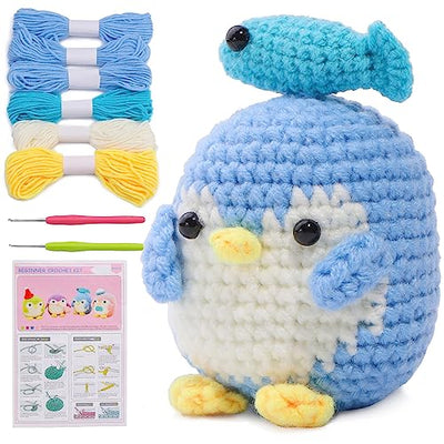 IMZAY Crochet Kit for Beginners, Beginner Animal Crochet Kit, Cute Crochet Starter Kit with Video Tutorial, Crochet Hooks, Colored Yarns, Stitch