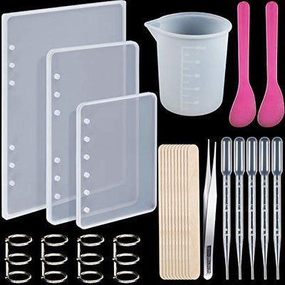 WILLBOND 26pcs Resin Notebook Mold Kits,Notebook Cover Silicone Molds for A5 A6 A7,Silicone Resin Molds for Notebook Epoxy Resin DIY,with Book