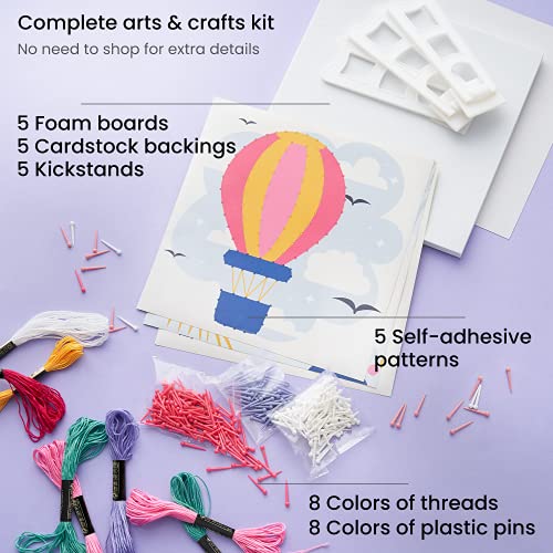 Arteza Kids String Art Kit, Set of 5 Assorted Designs, Plastic Pushpins, Art Supplies for Kids Craft Projects and Free Time Activities - WoodArtSupply