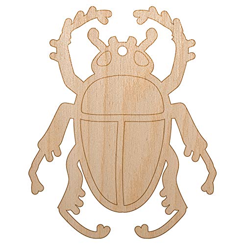 Scarab Beetle Unfinished Craft Wood Holiday Christmas Tree DIY Pre-Drilled Ornament - WoodArtSupply