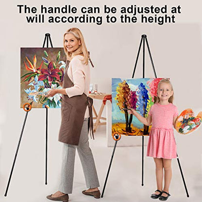 REALWAY 63" Folding Easel Stand for Display,Adjustable Floor Poster Easel for Arts,Pictures,Paintings,Telescoping Black Metal Easel Fit for Signs at - WoodArtSupply