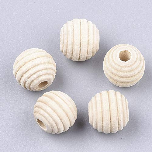 Craftdady 50Pcs 12mm Natural Corrugated Round Wood Beads Unfinished Beehive Wooden Rondelle Ball Loose Beads for Jewelry Crafts Making Hole: 3mm Craftdady