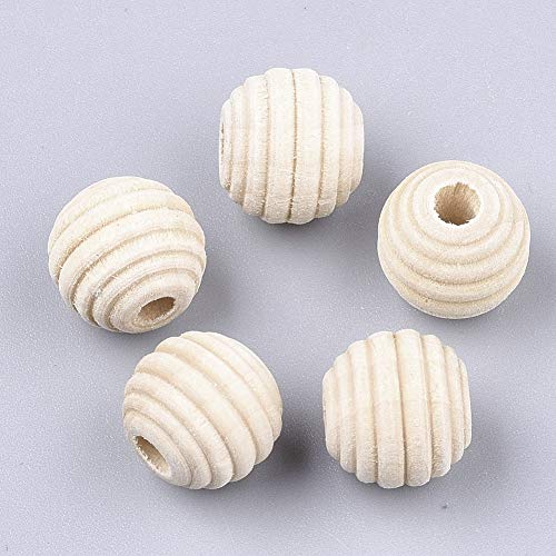 Craftdady 50Pcs 12mm Natural Corrugated Round Wood Beads Unfinished Beehive Wooden Rondelle Ball Loose Beads for Jewelry Crafts Making Hole: 3mm - WoodArtSupply