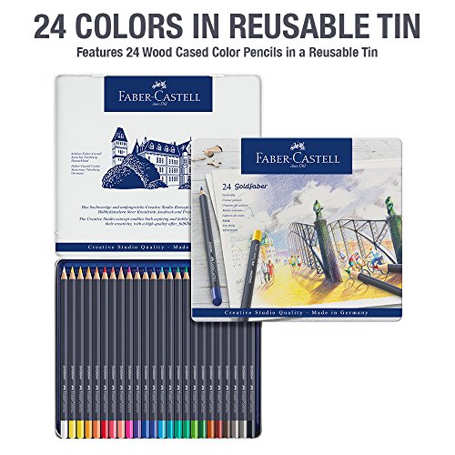 Faber Castell 114724 Gold Faber Colored Pencils Set in 24 Colors - WoodArtSupply